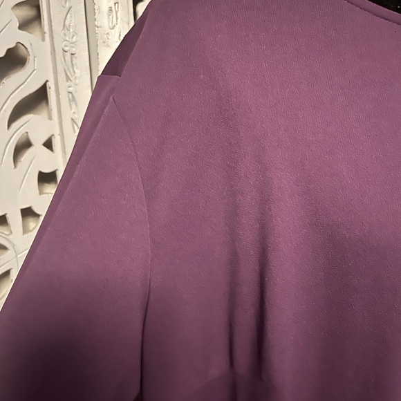 HARVE BENARD VINTAGE PERFECT PLUM PURPLE ZIP UP LONG SLEEVE PLUS MIDI DRESS - Picture 5 of 10